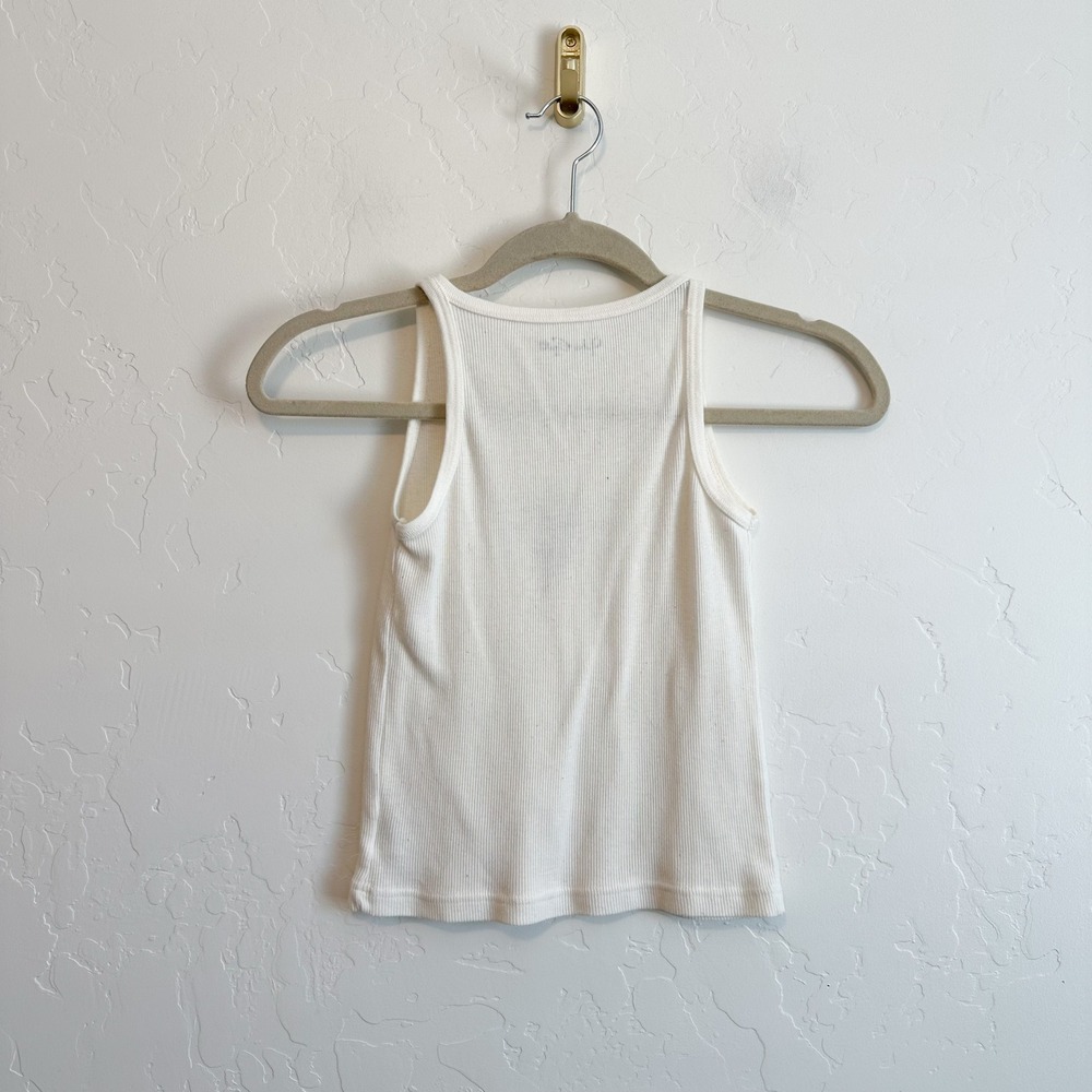 Brandy Melville | Whispering Girl Baby Ribbed High Neck Tank Top in Cream - Picture 2 of 4